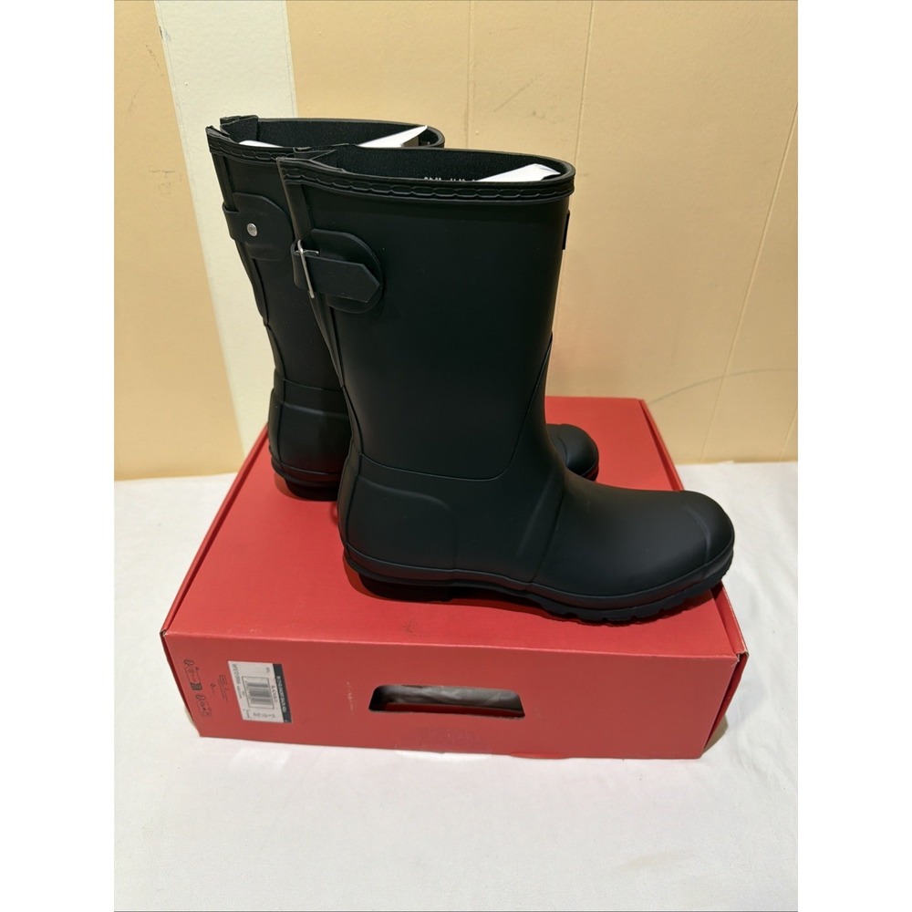 Hunter Original Women's Short Back Adjustable black Rain Boots. Size US 11. New - Picture 6 of 11